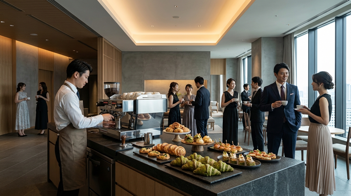 イベント会場でプロのバリスタがコーヒーを提供する出張サービス