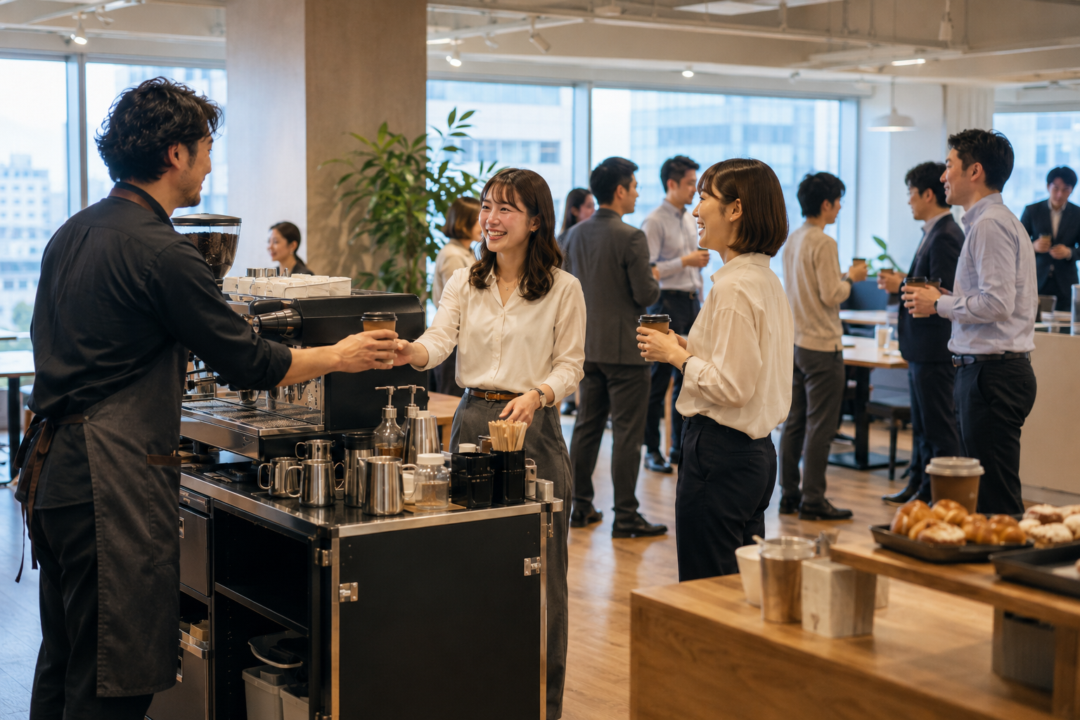 オフィス内カフェや福利厚生として従業員に提供する出張コーヒーサービス